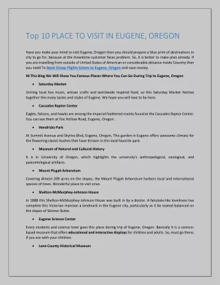 Top 10 PLACE TO VISIT IN EUGENE