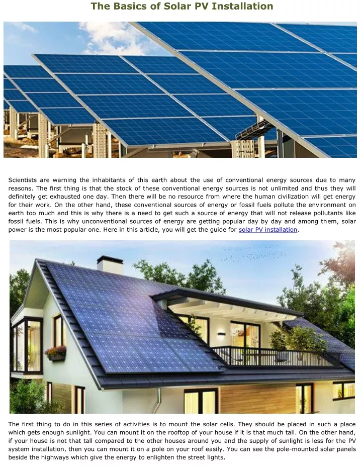 the basics of solar pv installation
