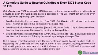 a complete guide to resolve quickbooks error 3371 status code 11118