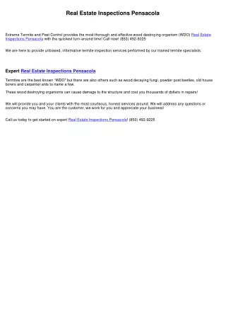 Real Estate Inspections Pensacola