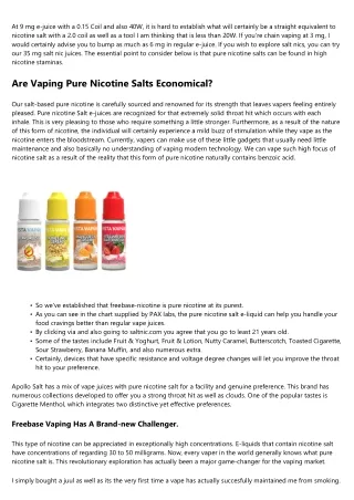 Newbie's Guide To Vaping Pure Nicotine Salt.