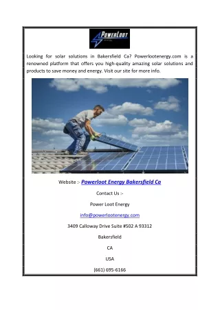 Powerloot Energy Bakersfield Ca | Powerlootenergy.com