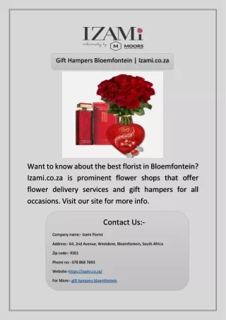 Gift Hampers Bloemfontein | Izami.co.za