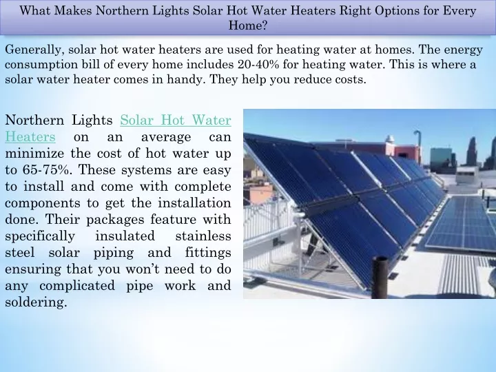 what makes northern lights solar hot water