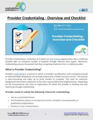 provider credentialing overview and checklist