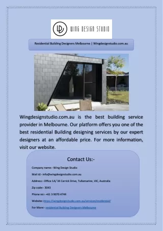 residential building designers melbourne