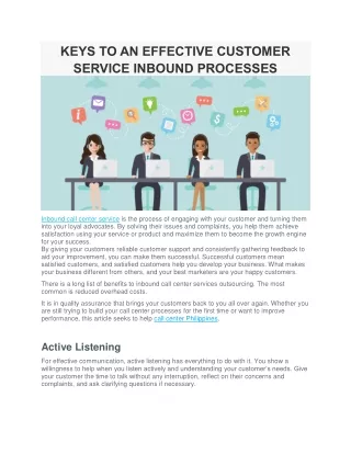 KEYS TO AN EFFECTIVE CUSTOMER SERVICE INBOUND PROCESSES