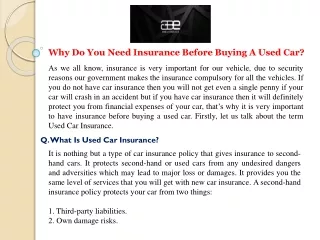 Why Do You Need Insurance Before Buying A Used Car