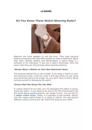 Do You Know These Watch-Wearing Rules?