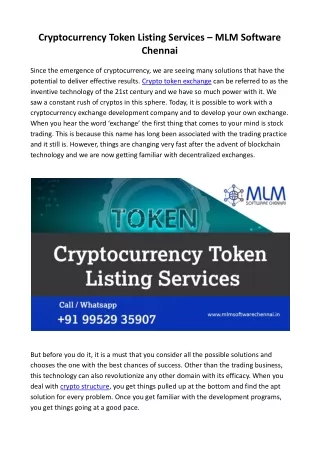 cryptocurrency token listing services