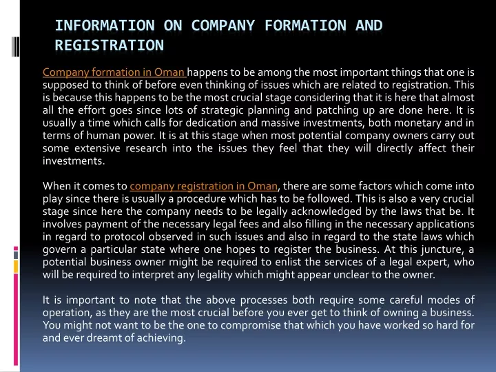 information on company formation and registration