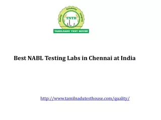 Best NABL Testing Labs in Chennai at India