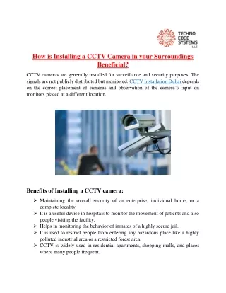 how is installing a cctv camera in your