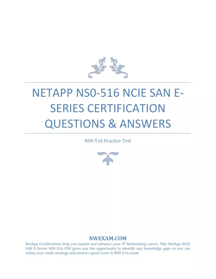 netapp ns0 516 ncie san e series certification