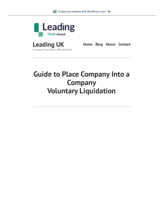 Guide to Place Company Into a Company Voluntary Liquidation
