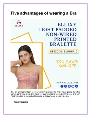 Five advantages of wearing a Bra
