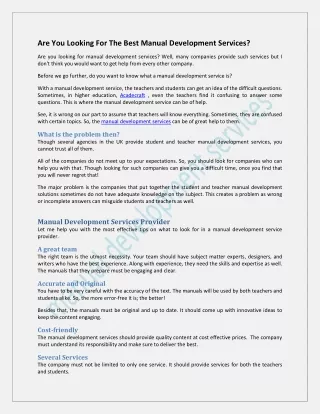 are you looking for the best manual development