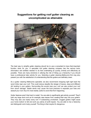suggestions for getting roof gutter cleaning