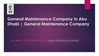 General Maintenance Company In Abu Dhabi | General Maintenance Company