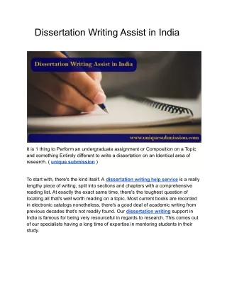Dissertation Writing Assist in India