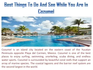 Best Things To Do And See While You Are In Cozumel