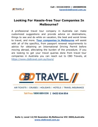 Looking For Hassle-free Tour Companies In Melbourne