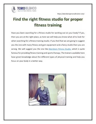 Find the right fitness studio for proper fitness training
