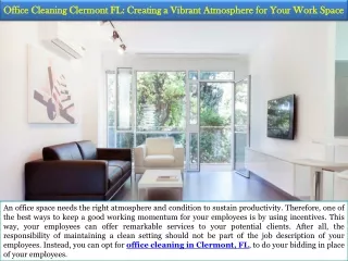 office cleaning clermont fl creating a vibrant atmosphere for your work space