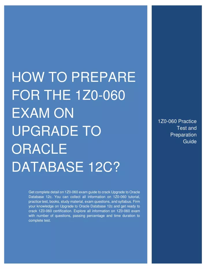 how to prepare for the 1z0 060 exam on upgrade