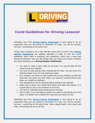 covid guidelines for driving lessons