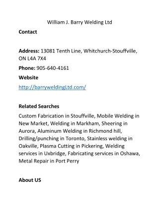 william j barry welding ltd