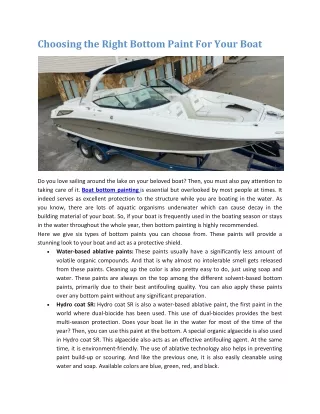 Choosing the Right Bottom Paint For Your Boat