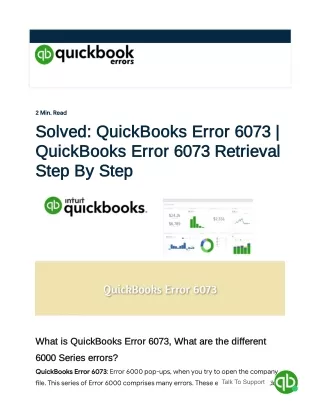 How to Fix QuickBooks Error 6073 (1-877-323-5303)? | QuickBooks Error