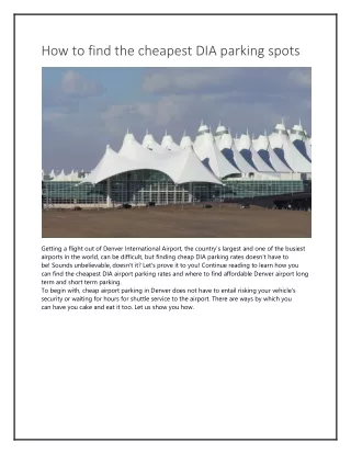 how to find the cheapest dia parking spots