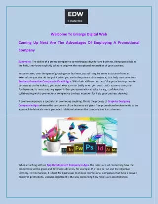 Coming Up Next Are The Advantages Of Employing A Promotional Company