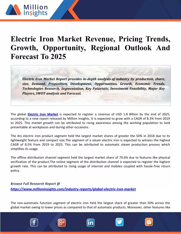 electric iron market revenue pricing trends