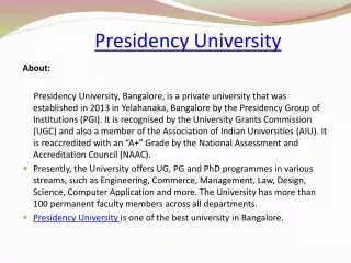 presidency university