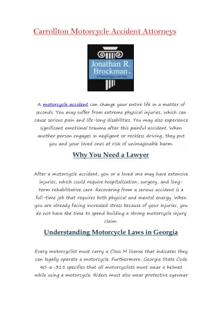 Carrollton Motorcycle Accident Attorneys
