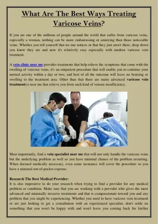 what are the best ways treating varicose veins
