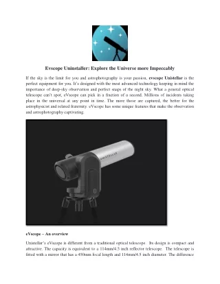 Evscope Uninstaller Explore the Universe more Impeccably