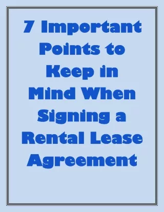 7 Important Points to Keep in Mind When Signing a Rental Lease Agreement
