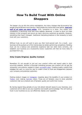 how to build trust with online shoppers