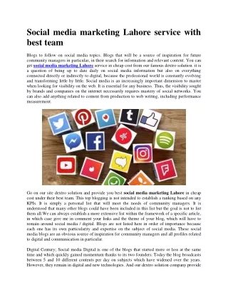 Social media marketing Lahore service with best team