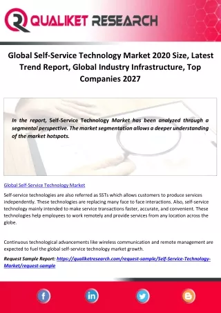 Global Self-Service Technology Market 2020 Size, Latest Trend Report, Global Industry Infrastructure, Top Companies 2027