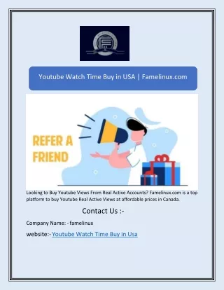 Youtube Watch Time Buy in USA | Famelinux.com