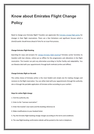 know about emirates flight change