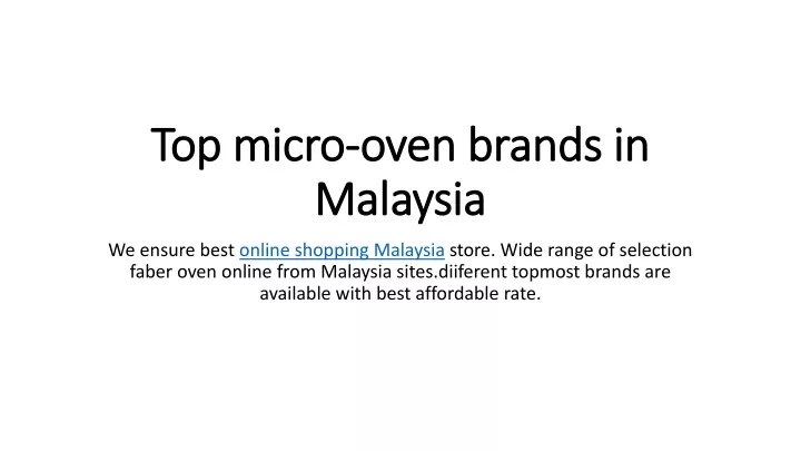 top micro oven brands in malaysia