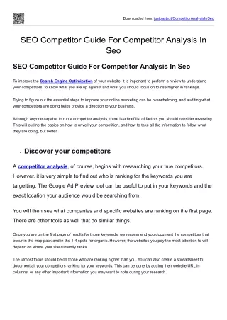 SEO Competitor Guide For Competitor Analysis In Seo