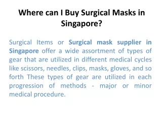 Where can I Buy Surgical Masks in Singapore