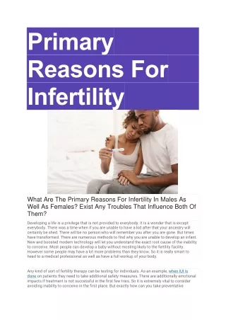 primary reasons for infertility